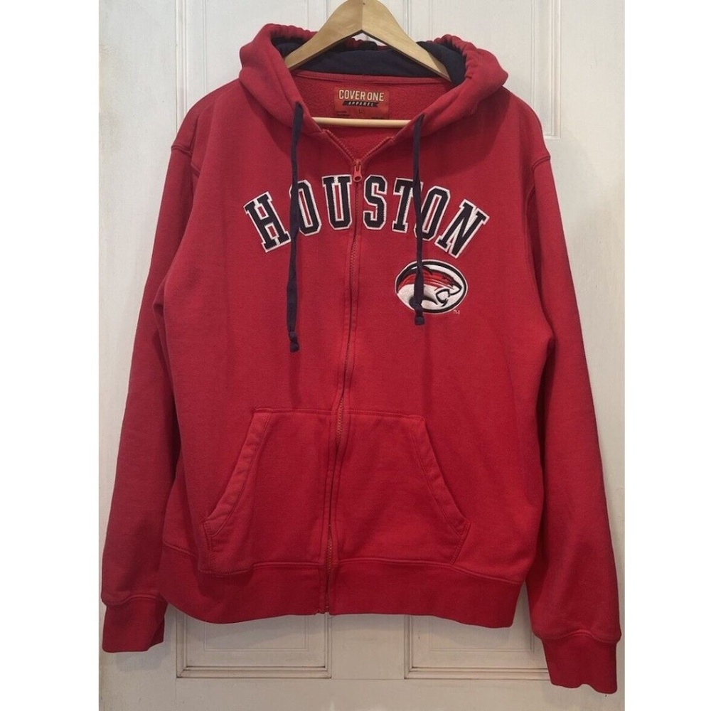 Cover One Apparel Houston Cougars Red Full Zip Sweatshirt Jacket Size Large